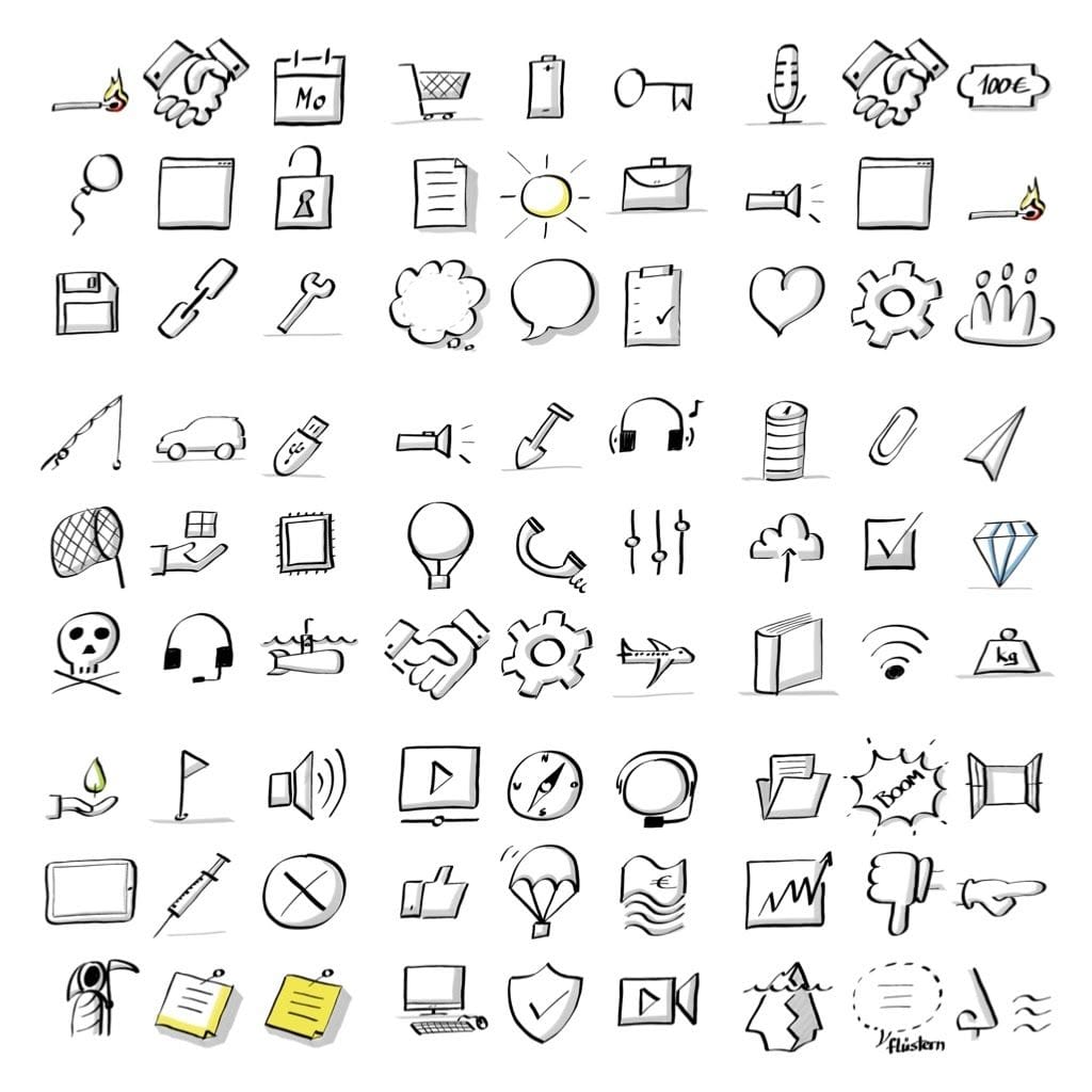 Sketchnote Icon Set - Viele Symbole 2